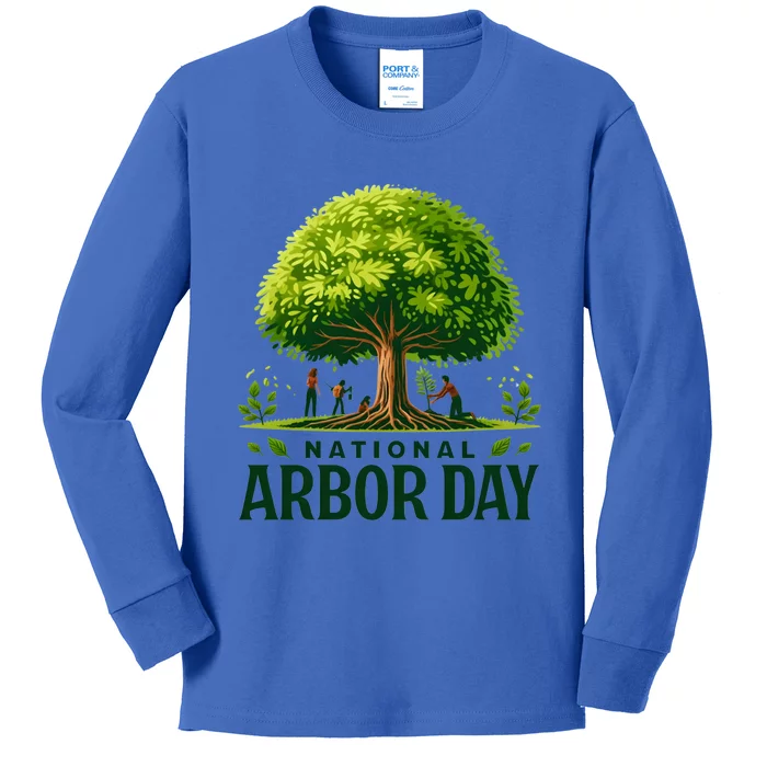 National Arbor Day Tree Care Happy Arbor Day Funny Gift Kids Long Sleeve Shirt