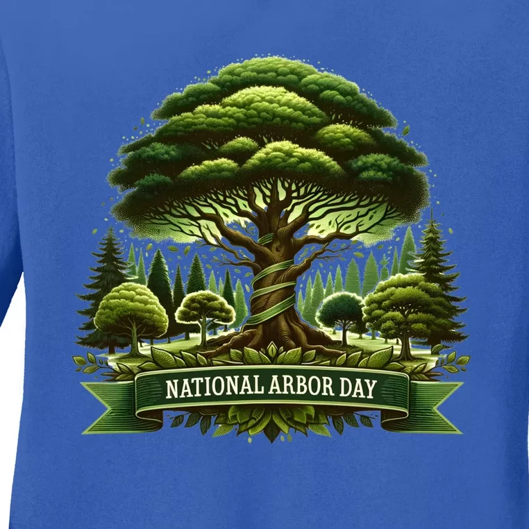 National Arbor Day Tree Care Happy Arbor Day Funny Gift Ladies Long Sleeve Shirt