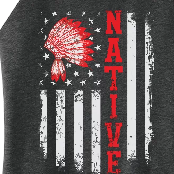 Native American Day USA Flag Cherokee Indigenous People Women’s Perfect Tri Rocker Tank