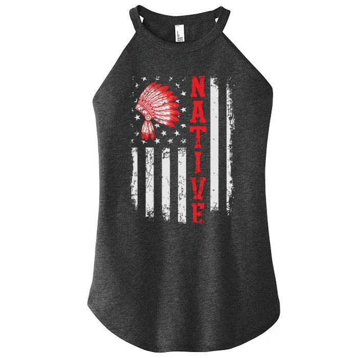 Native American Day USA Flag Cherokee Indigenous People Women’s Perfect Tri Rocker Tank