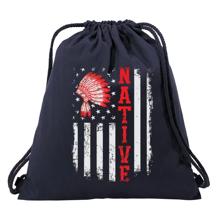 Native American Day USA Flag Cherokee Indigenous People Drawstring Bag