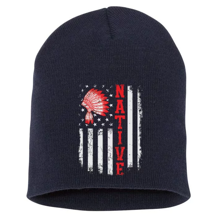 Native American Day USA Flag Cherokee Indigenous People Short Acrylic Beanie