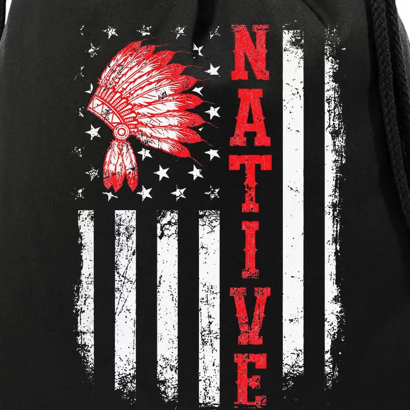 Native American Day USA Flag Cherokee Indigenous People Drawstring Bag