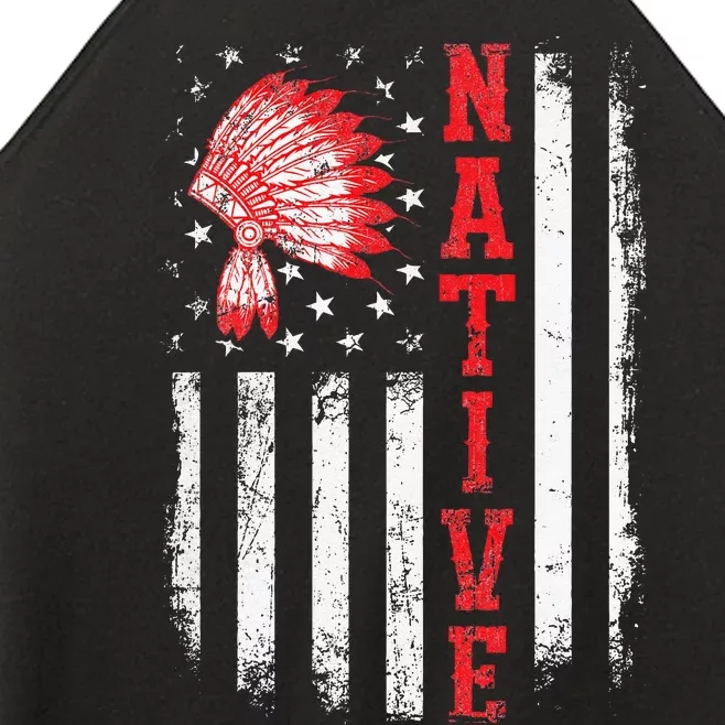 Native American Day USA Flag Cherokee Indigenous People Women’s Perfect Tri Rocker Tank