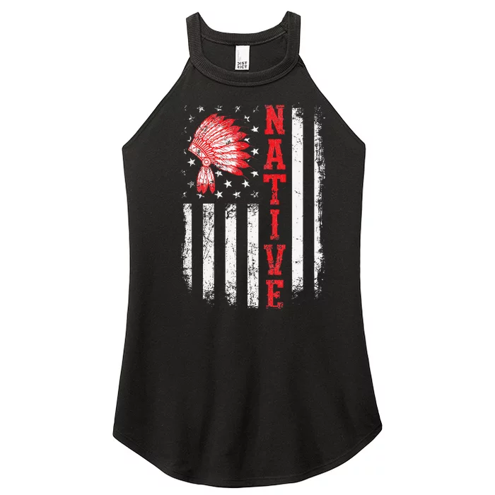 Native American Day USA Flag Cherokee Indigenous People Women’s Perfect Tri Rocker Tank