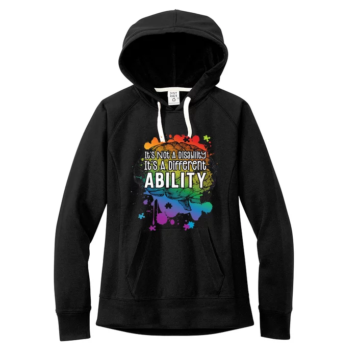 Not A Disability A Different Ability Autism Awareness Cute Women's Fleece Hoodie