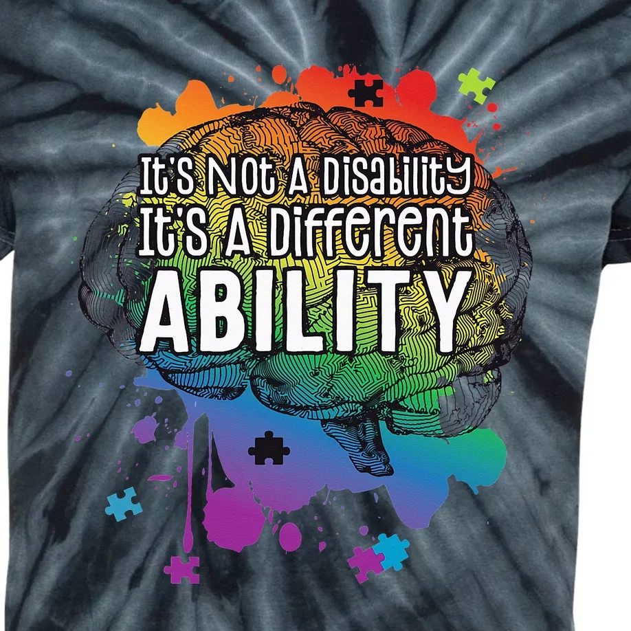 Not A Disability A Different Ability Autism Awareness Cute Kids Tie-Dye T-Shirt