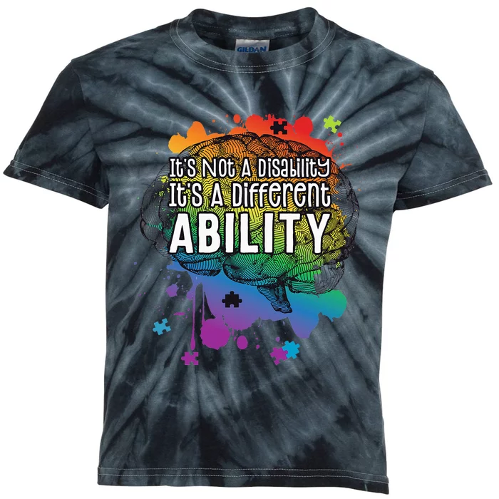 Not A Disability A Different Ability Autism Awareness Cute Kids Tie-Dye T-Shirt