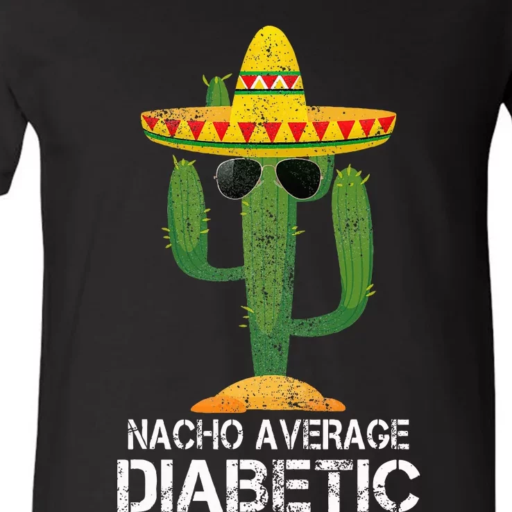 Nacho Average Diabetic Diabetes Awareness V-Neck T-Shirt