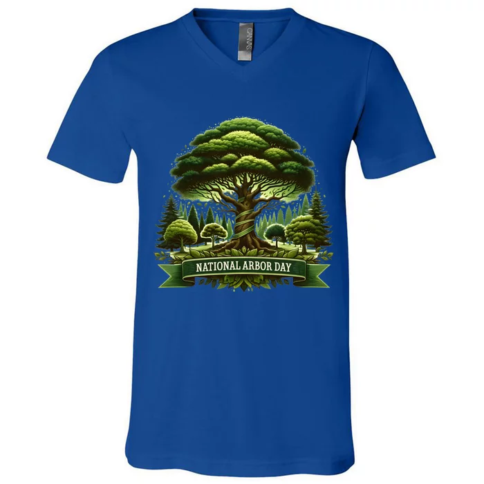 National Arbor Day Tree Care Happy Arbor Day Funny Gift Cool Gift V-Neck T-Shirt