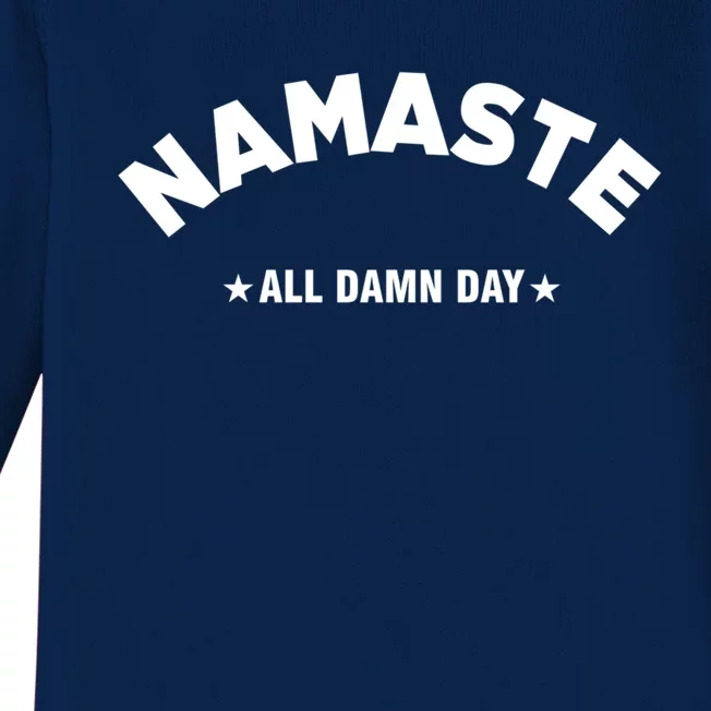 Namaste All Day Spiritual Funny Yoga Instructor Art Cute Gift Baby Long Sleeve Bodysuit