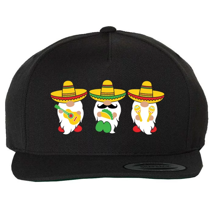 Funny Cinco De Mayo Gnome Tacos Mexican Gift Men Women Kids Wool Snapback Cap