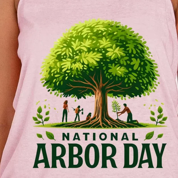 National Arbor Day Tree Care Happy Arbor Day Funny Gift Women's Knotted Racerback Tank