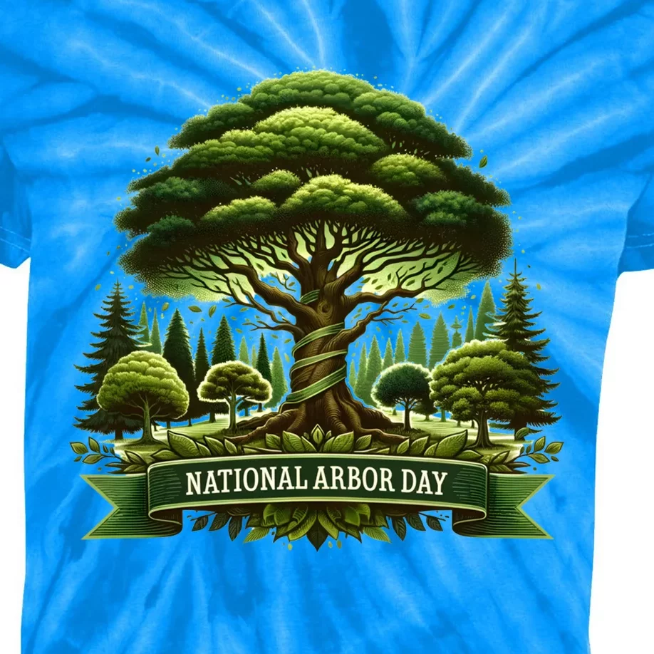 National Arbor Day Tree Care Happy Arbor Day Funny Gift Kids Tie-Dye T-Shirt