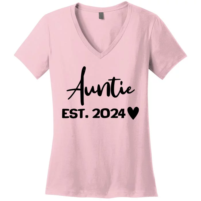 New Auntie Est. 2024 Women's V-Neck T-Shirt