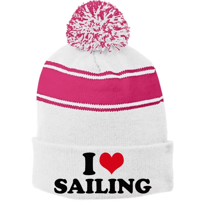 Nautical Adventure Embrace the Sea Stripe Pom Pom Beanie