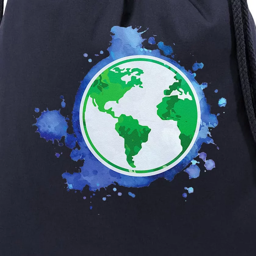 Nature Art EarthDay Globe Environmentalist Sustainability Drawstring Bag