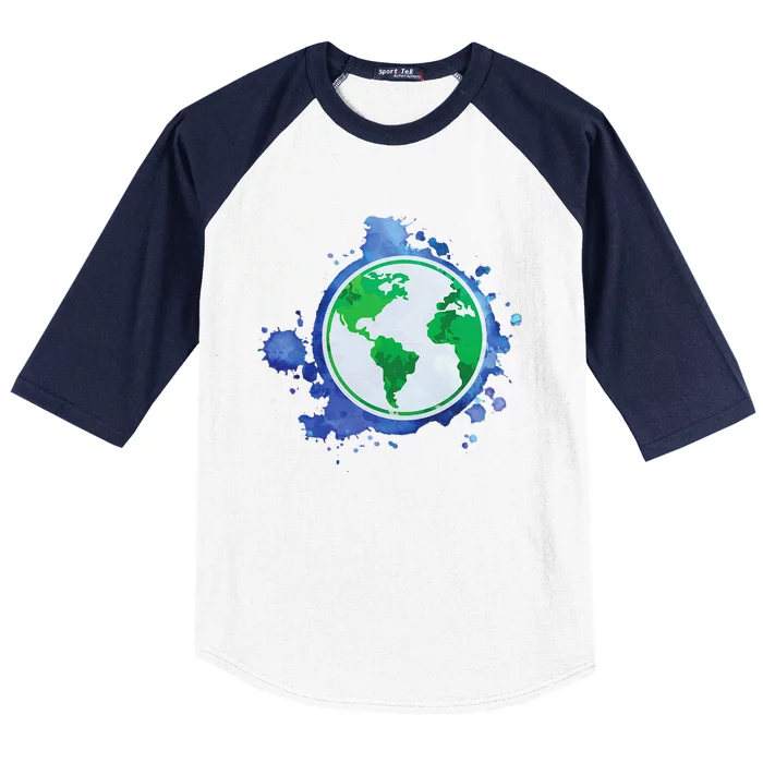 Nature Art EarthDay Globe Environmentalist Sustainability Baseball Sleeve Shirt