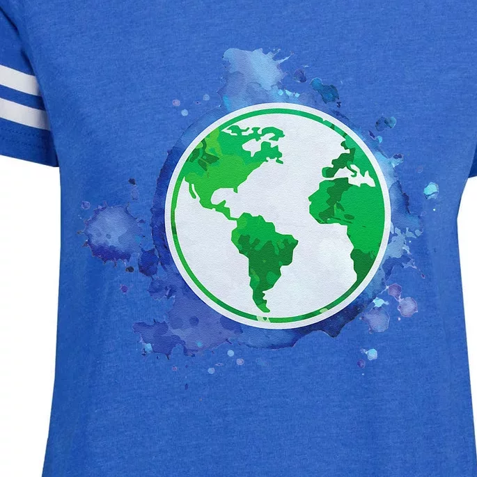 Nature Art EarthDay Globe Environmentalist Sustainability Enza Ladies Jersey Football T-Shirt