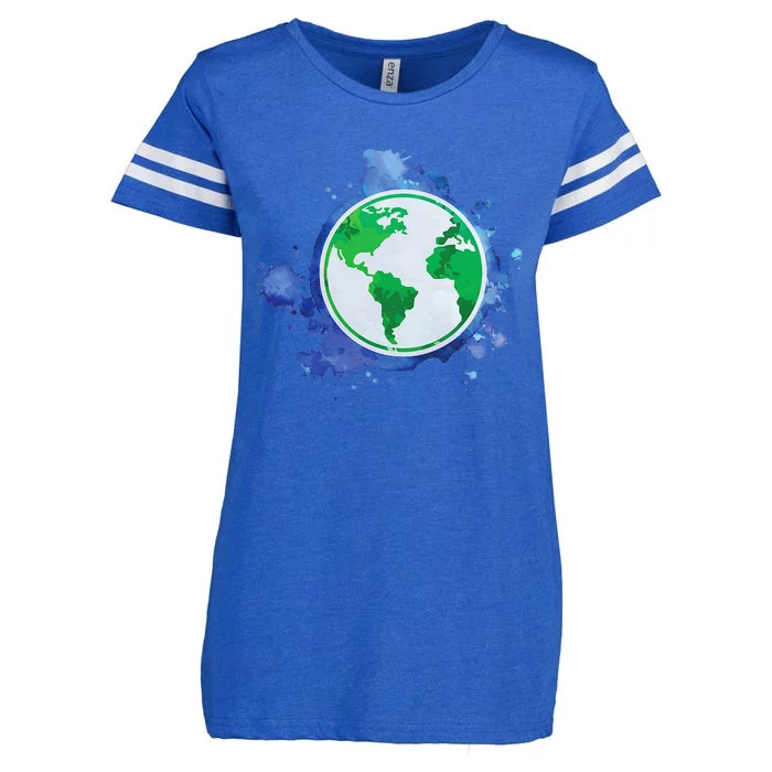 Nature Art EarthDay Globe Environmentalist Sustainability Enza Ladies Jersey Football T-Shirt