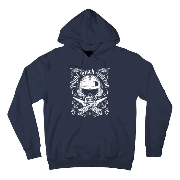 Naval Aviation Flight Deck Veteran Skull Vintage Distressed Tall Hoodie