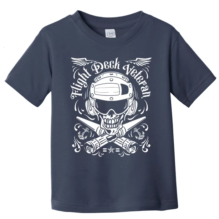 Naval Aviation Flight Deck Veteran Skull Vintage Distressed Toddler T-Shirt