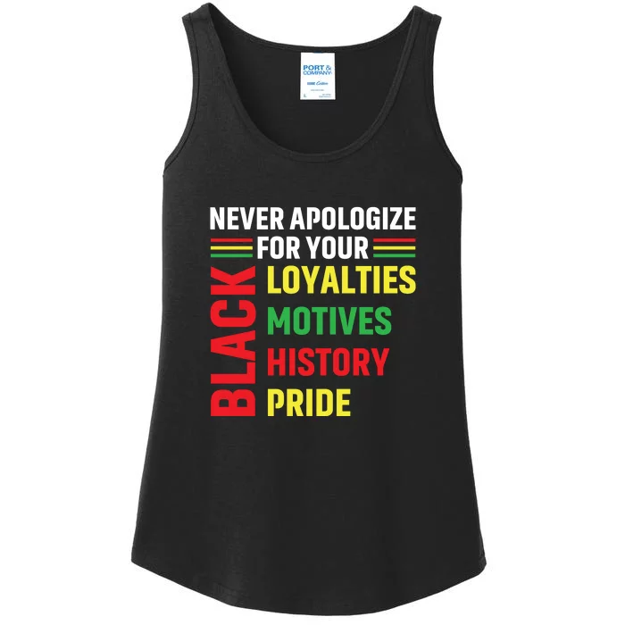 Never Apologize For Your Blackness Black History Juneteenth Ladies Essential Tank