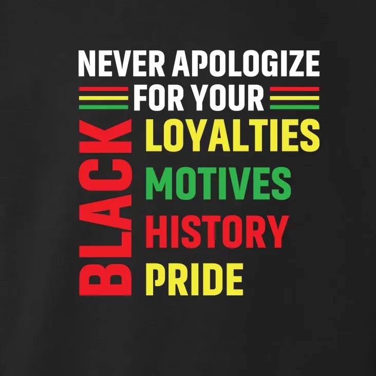 Never Apologize For Your Blackness Black History Juneteenth Toddler Hoodie