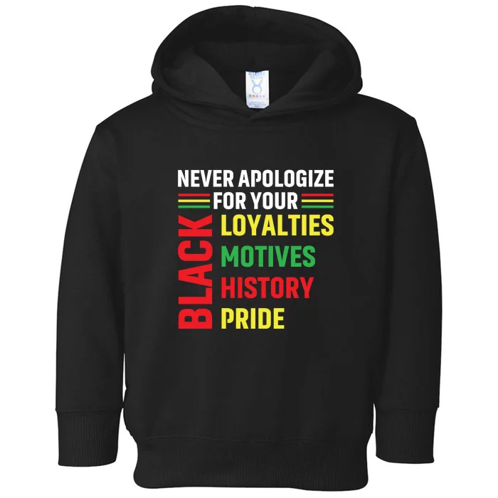 Never Apologize For Your Blackness Black History Juneteenth Toddler Hoodie