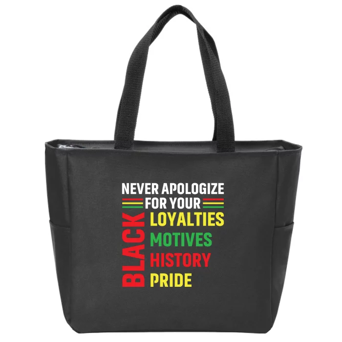 Never Apologize For Your Blackness Black History Juneteenth Zip Tote Bag