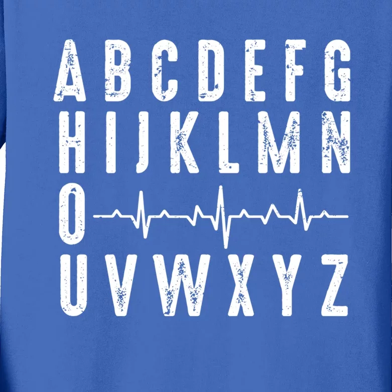 Nurse Abcs Funny Pqrst Ekg Heart Rhythm Gift Kids Long Sleeve Shirt