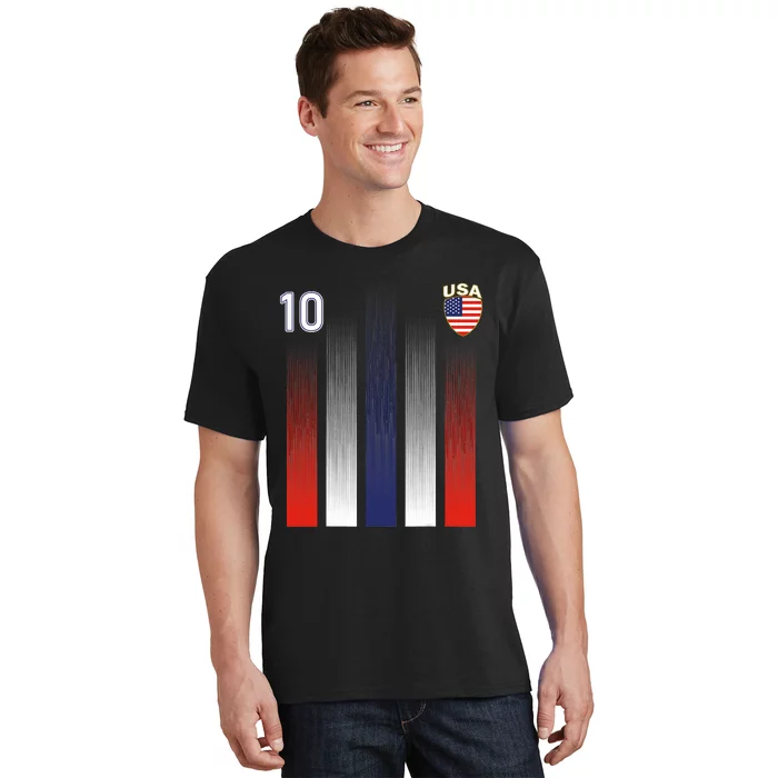 National America Flag American Soccer USA Jersey Fan 10 T-Shirt