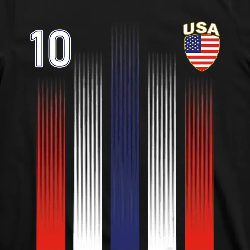 National America Flag American Soccer USA Jersey Fan 10 T-Shirt