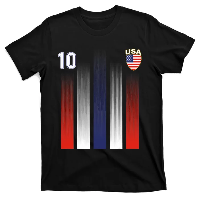 National America Flag American Soccer USA Jersey Fan 10 T-Shirt