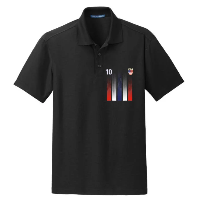 National America Flag American Soccer USA Jersey Fan 10 Dry Zone Grid Performance Polo