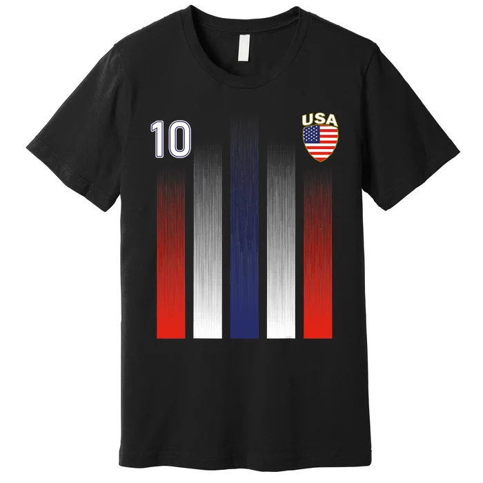 National America Flag American Soccer USA Jersey Fan 10 Premium T-Shirt