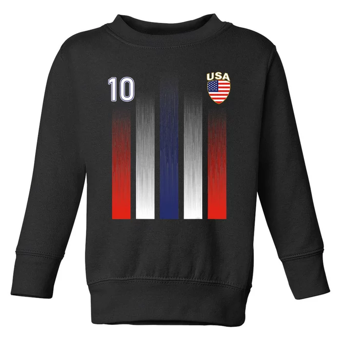 National America Flag American Soccer USA Jersey Fan 10 Toddler Sweatshirt