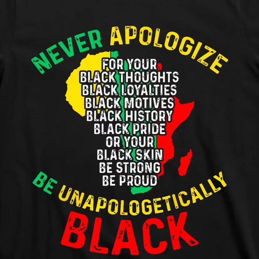 Never Apologize For Your Blackness Juneteenth Black Pride T-Shirt