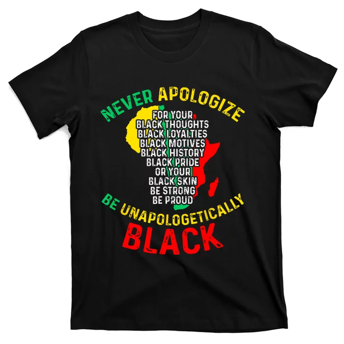 Never Apologize For Your Blackness Juneteenth Black Pride T-Shirt