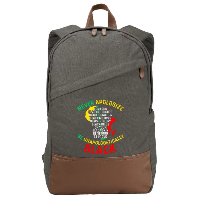 Never Apologize For Your Blackness Juneteenth Black Pride Cotton Canvas Backpack