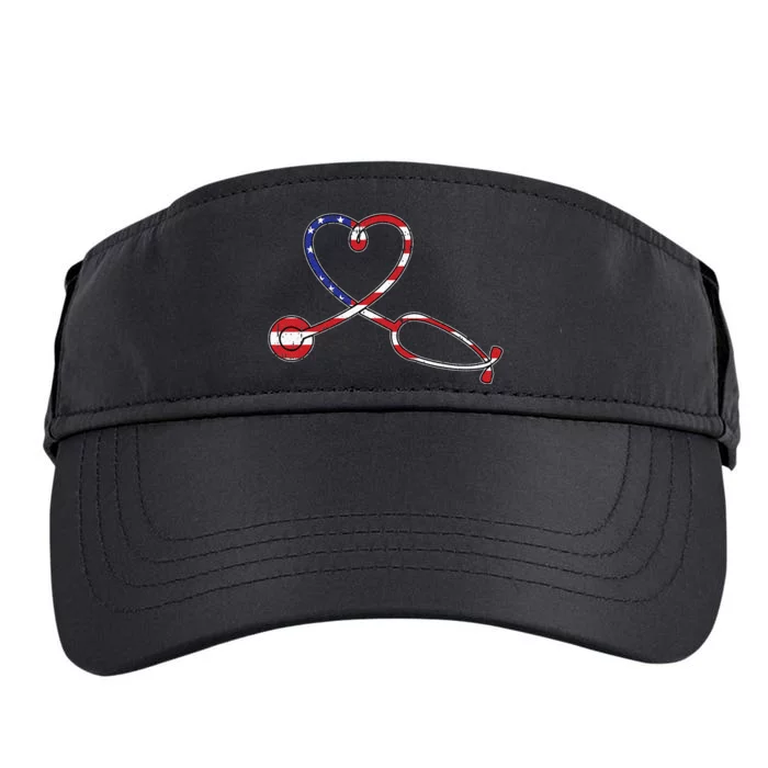 Nurse American Flag 4th Of July Heart Patriotic RN Nursing Adult Drive Performance Visor