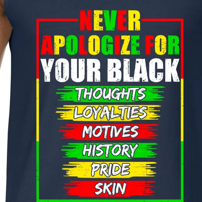 Never Apologize For Your Blackness Black History Juneteenth Gift Comfort Colors® Tank Top