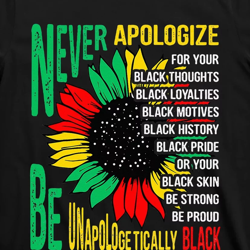 Never Apologize For Your Blackness Black History Juneteenth T-Shirt