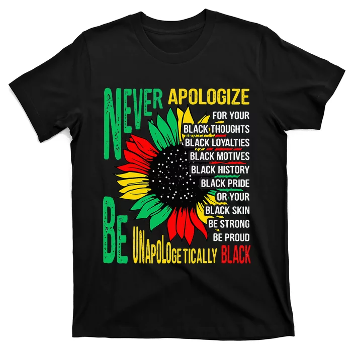 Never Apologize For Your Blackness Black History Juneteenth T-Shirt