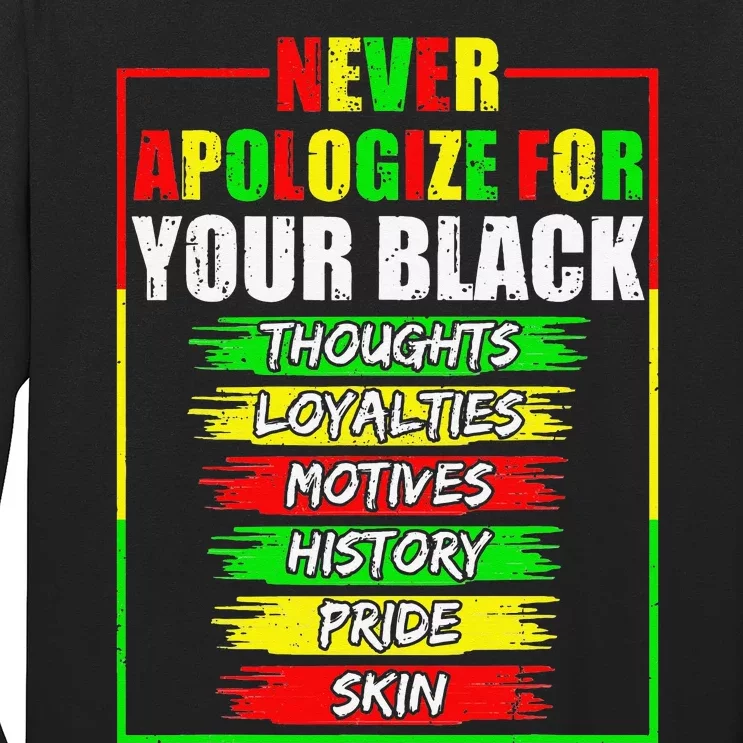 Never Apologize For Your Blackness Black History Juneteenth Long Sleeve Shirt