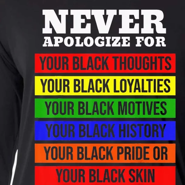 Never Apologize For Your Blackness Black History Month Cooling Performance Long Sleeve Crew