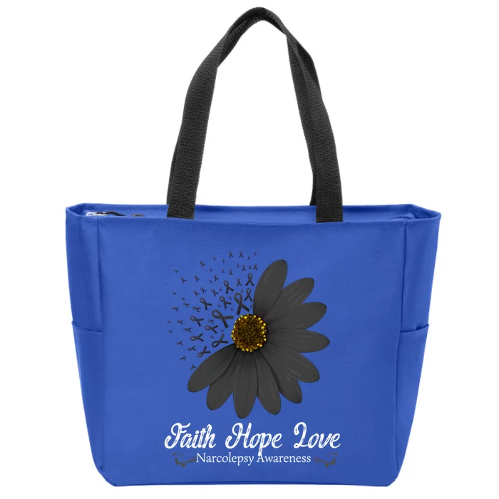 Narcolepsy Awareness Faith Hope Love Black Ribbon Support Gift Zip Tote Bag