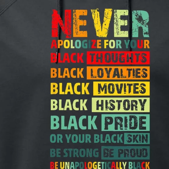 Never Apologize For Your Blackness Black History Juneteenth Performance Fleece Hoodie