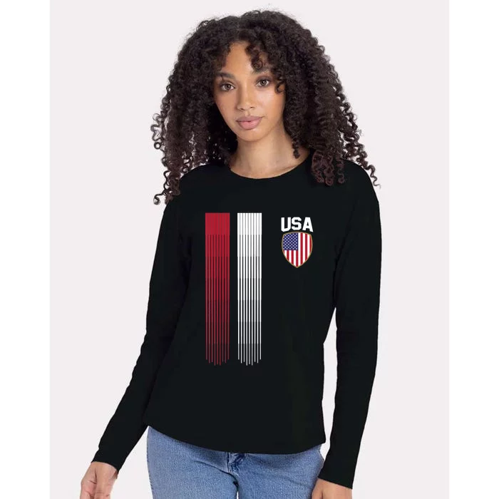 National America Flag USA American Football Fan Soccer Team Womens Cotton Relaxed Long Sleeve T-Shirt