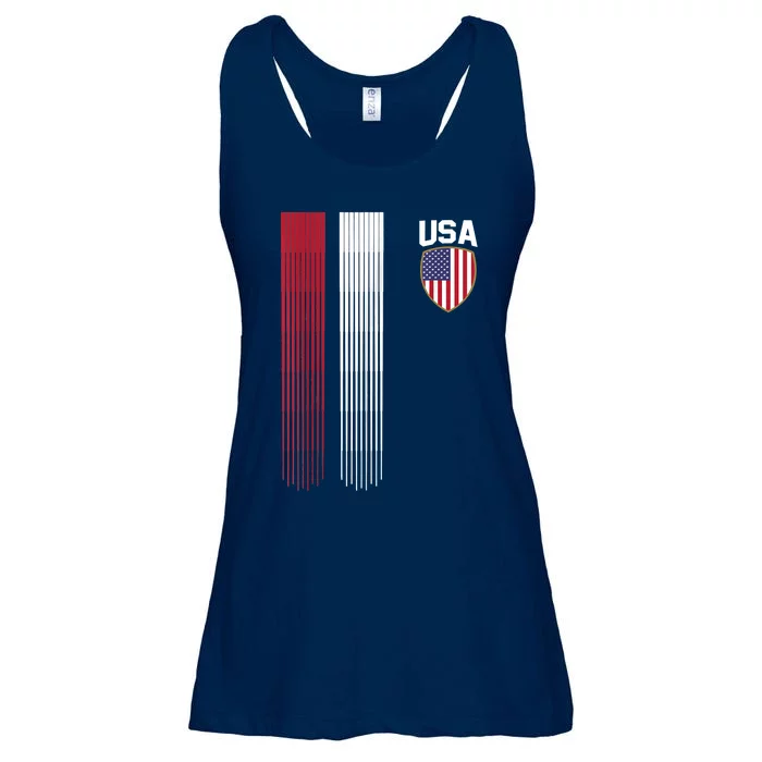 National America Flag USA American Football Fan Soccer Team Ladies Essential Flowy Tank